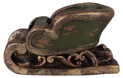 Productafbeelding van Clayre & Eef kerstdecoratie: figuur van een slee, 35x23x21 cm, groen, keramiek