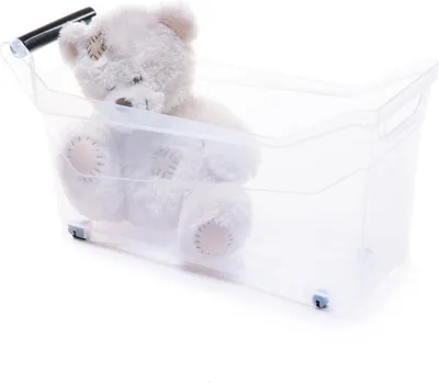 Produktbild von Kunststoff Aufbewahrungsbox mit Griffen und Rollen - transparent - 17 Liter