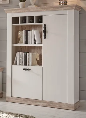 Produktbild von Highboard "Rovola" Pinie weiß / Oslo Pinie Landhaus Kommode 105 x 146 cm
