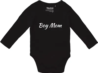 Produktbild von Huuraa Baby Body Boy Mom Schriftzug 80 Black  Baumwolle Fairtrade Langarmbody Geschenkidee