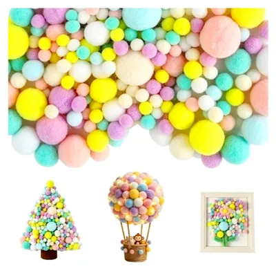 Produktbild von 270 Bunte Pompons und 100 Klebepunkte für Bastelprojekte