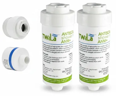 Produktbild von 2x TWaLa Duschfilter Weiss Wasserfilter gegen Kalk/Chlor Shower filter AWF-SWR-P