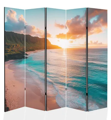 Produktbild von framed concept - Paravent Raumteiler Holz 225x172 cm, 5-teilig einseitig, Sichtschutzwand