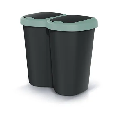 Image de Poubelle Compacta B Duo vert/noir capacité 40L un compartiment deux couvercles montage mural NDBS40-5575C_S411
