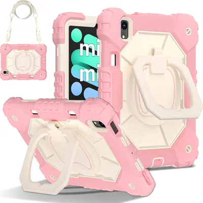 Produktbild von Hülle für iPad mini 2024/iPad mini 2021 Robuste Tragbare Schutzhülle mit Ständer, Handgurt und Schultergurt Pink