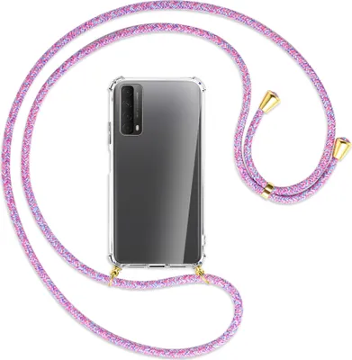 Produktbild von Handykette Backcover-Schutzhülle mit Band (Metall goldfarben) für Huawei P smart 2021 - braun+beige