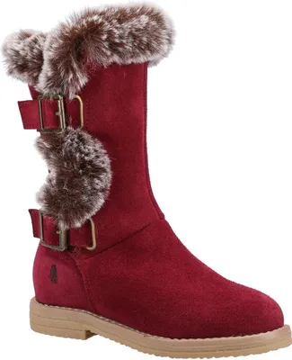 Image de Hush Puppies - Bottes pour filles "Mini Megan", en daim FS9261 (34 EU) (Bourgogne)