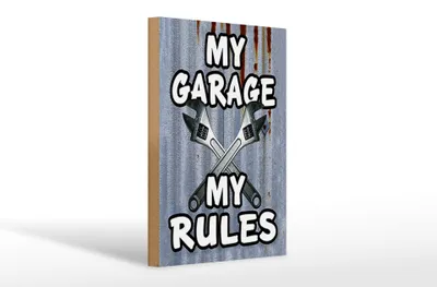 Produktbild von Holzschild Vintage 20x30cm my Garage my rules