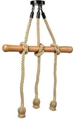 Produktbild von VETOLAKA Deckenlampe mit Hanfseil Kronleuchter, 100 cm Pendelleuchte Hanfseil 3 Köpfe Kronleuchter Vintage Hängelampe Seil, Vintage Industrielles Spinne Deckenleuchte E27, Ohne Leuchtmitttel