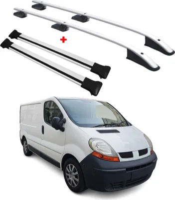Image de Kit Barres et Rails de Toit pour Renault Trafic Opel Vivaro 2001-14 L1 Alu Gris