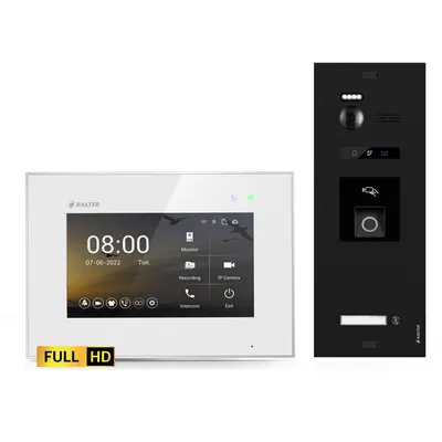 Produktbild von BALTER EVO HD Schwarz Video Türsprechanlage Fingerprint Set 1 Teilnehmer 7" Monitor Weiß