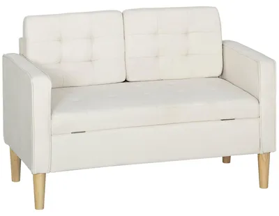 Obrázek produktu pro Dvoumístná pohovka - Dvoumístná sedačka - Loveseat - Sedací souprava - Pohovka - Úložný prostor pod sedákem - Rám z kaučukového dřeva