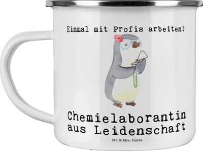 Produktbild von Mr. & Mrs. Panda Teetasse Chemielaborantin Leidenschaft - Weiß - Geschenk, Emaille Tasse, Labor, Forschung, Campingbecher, Spruch, Pott, Teebecher, Chemikerin, Kaffeepott