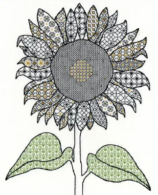 Produktbild von Bothy Threads Blackwork Kreuzstich-Set "Sonnenblume", 27x33cm, XBW1, Zählmuster