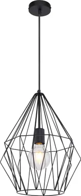 Produktbild von Globo Lighting Hängeleuchte Metall schwarz, Metall schwarz, Kabel Textil Schwarz, ø: 300mm, H: 1200mm, exkl. 1x E27 60W 230V