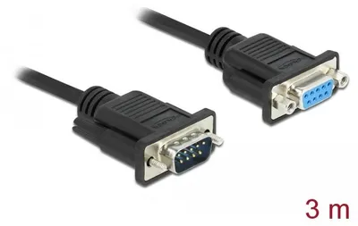 Produktbild von Delock Seriell Kabel RS-232 Sub-D9 Stecker zu Buchse mit 3 m
