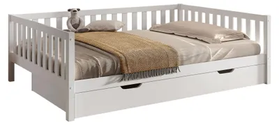 Produktbild von Tagesbett Kapua 140x200 mit Bettschublade Kiefer Massivholz Weiß