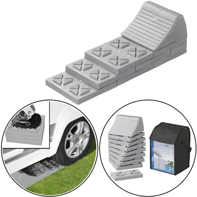 Produktbild von Auffahrkeil 5t stapelbar Stufenkeil Wohnwagen Ausgleichskeile Wohnmobil Grau