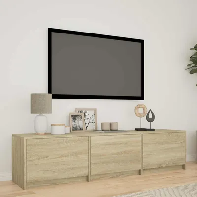 Imagen del producto de Maison Exclusive: Mueble de televisión con iluminación LED, 165 x 34 x 40 cm, acabado en roble Sonoma