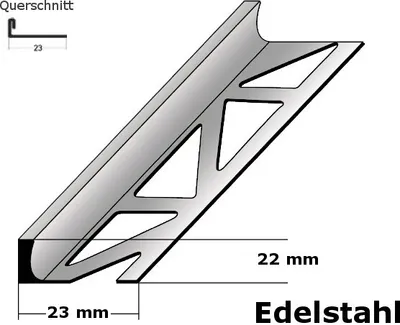 Produktbild von Fliesenprofil "Beldert" Fliesenabschlussprofil / Trennschiene für Fliesenabschlüsse, Höhe: 2 - 30 mm, Breite: 23 mm, aus Edelstahl-22 mm
