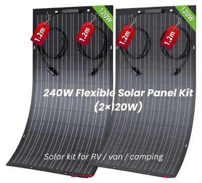 Obrázok produktu pre Solárny panelový set, monokryštalický, vodotesný, 120 W * 2