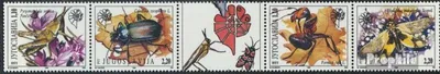 Produktbild von Briefmarken Jugoslawien 1996 Mi 2751-2754 Fünferstreifen (kompl.Ausg.) postfrisch Geschützte Tiere: Insekten