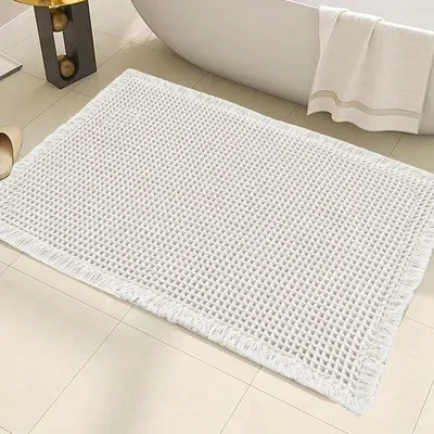 Produktbild von Weißer Waffel-Badmat - Antislip & Absorberend - Einzelstück - 45,7 cm x 76 cm