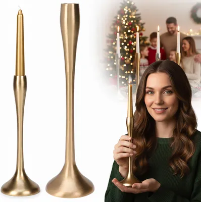 Immagine prodotto di Portacandele singolo in metallo Candela di Natale Glamour 31 cm