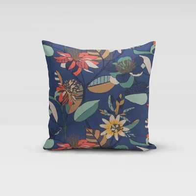 Produktbild von SCHÖNER LEBEN. Kissenhülle große Blumen blau bunt div. Größen Größe 40x40cm (HxB) 40x40cm (HxB) Größe