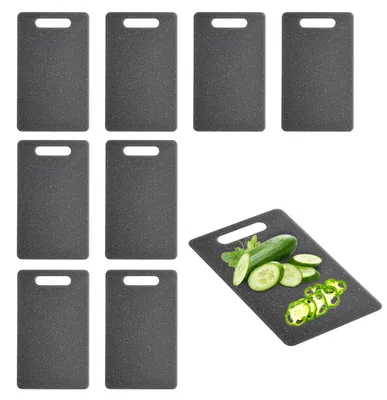 8er-Set Kunststoff-Frühstücksbretter 25x15,3 cm, rutschfest, grau