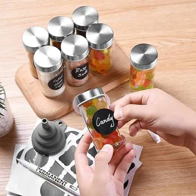 Image de Pots à herbes aromatiques avec couvercle, lot de 12, rangement pour épices