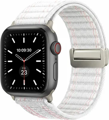 Produktbild von Smartwatch Armband für Apple Watch Series 6 40mm Nylon Textil Band Ersatzband Wechselband Magnetverschluss flexibel atmungsaktiv Weiß