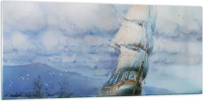 Produktbild von Bilder auf glas - Meer Segelschiff - 120x50cm - Glasbilder - Wandbilder - Kunstdruck - zum Aufhängen bereit - Wanddekoration aus Glas - Glas Bilder - Wandbild auf Glas - Einteilig - GAB120x50-3782