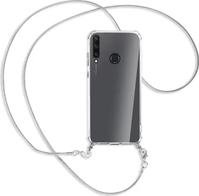Produktbild von Handykette Backcover-Schutzhülle mit Band (Metall silberfarben) für Huawei Y6p - silberfarbene Kette Snake