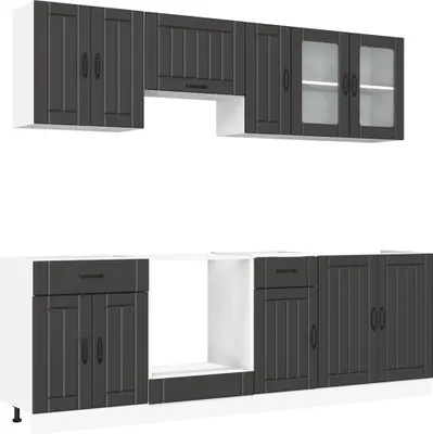 Produktbild von vidaXL 8-tlg. Küchenschrank-Set Kalmar Schwarz Holzwerkstoff