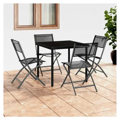 Produktbild von Klappstühle für den Außenbereich, 4 Stück, schwarzer Stahl und Textilene