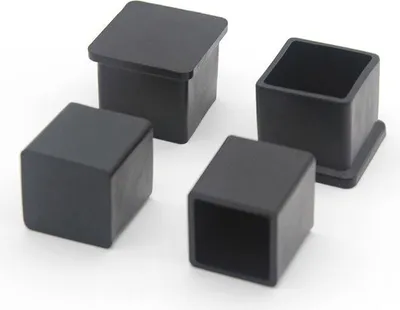 Produktbild von Stuhlbeinkappen, quadratisch, rutschfest, Gummi, für Möbel, Tische und Böden, 25 x 25 mm, Schwarz, 10 Stück