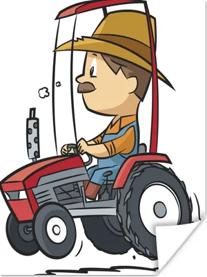Produktbild von MuchoWow® Poster Traktor - Landwirt - Cartoon 90x120 cm - Wohnzimmer