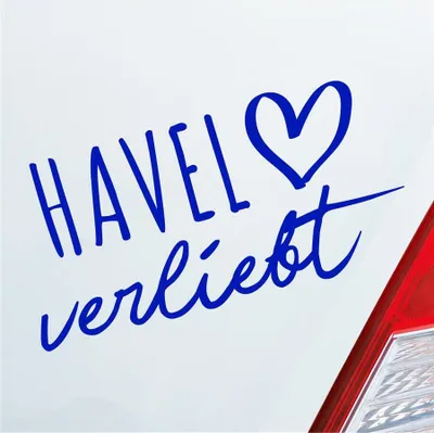 Produktbild von Auto Aufkleber Havel verliebt Herz Fluss Wasser Water Liebe Car 19x10 cm Dunkelblau Sticker Heckscheibenaufkleber