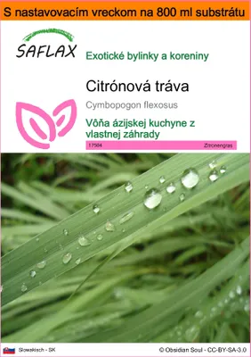 Obrázok produktu pre SAFLAX Garden in the bag - citrónová tráva - Cymbopogon flexosus - 50 Semená - S pestovateľským substrátom v praktickom samostaviteľnom vrecku
