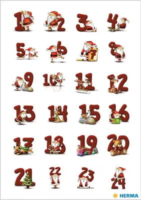 Produktbild von HERMA Weihnachts Sticker DECOR "Lebkuchenzahlen" 3 Blatt à 24 Sticker