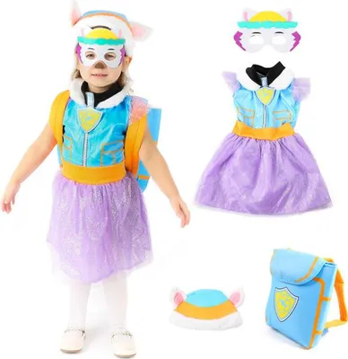 Produktbild von Kostüm PAW PATROL EVEREST Set: Kleid, Mütze, Maske und Rucksack 4-6 l