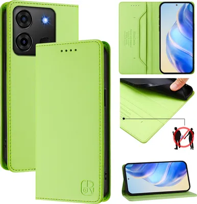 Immagine prodotto di Custodia in pelle per Infinix Smart 7 Plus/Smart 7 HD, flip case con slot per carte, portafoglio e supporto Verde