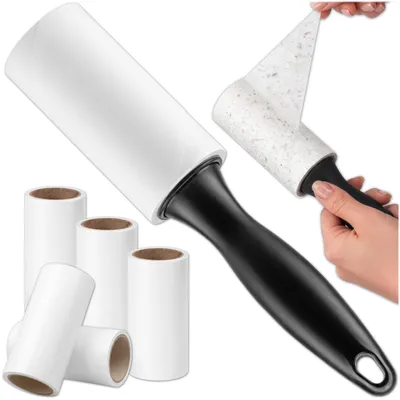 Produktbild von KRUMAD Fusselrolle Tierhaarentferner Set 6, Hundehaar Entferner, Katzenhaar Roller für Kleidung, Sofa und Auto, wiederverwendbarer Fusselroller, KI-generiertes Bild