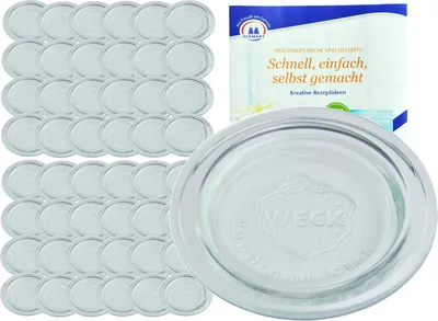 Produktbild von 48er Set Weck Glasdeckel 100mm incl. Gelierzauber Rezeptheft von Diamantzucker