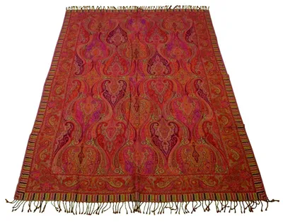 Wolldecke Jacquard Paisley 140x200 cm rot-orange