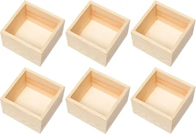 Imagen del producto de Cajas de madera sin tapa, 6 unidades, de 10x10 cm, cuadradas, para decoración