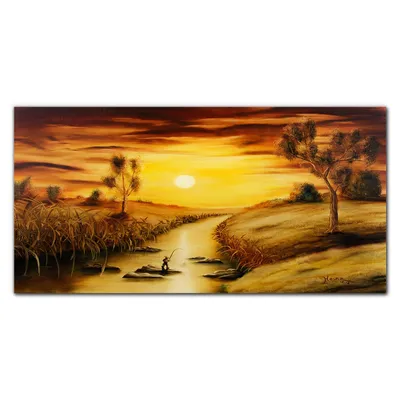 Produktbild von Coloray Bild aus Leinwand 120x60 Leinwand Dekoration - Landschaft Baum Fluss