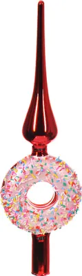 Produktbild von Christbaumspitze Donut Streusel Echt Glas Rot Weihnachtsbaumspitze 30cm
