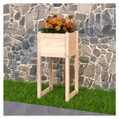Produktbild von Hochbeet aus Holz 40x40x81 cm Massivkiefer mit Rankgitter für Balkon, Terrasse und Garten